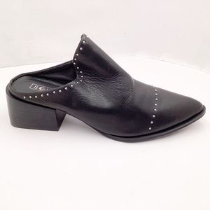 {Solsana} Leather Studded Block Heel Mules